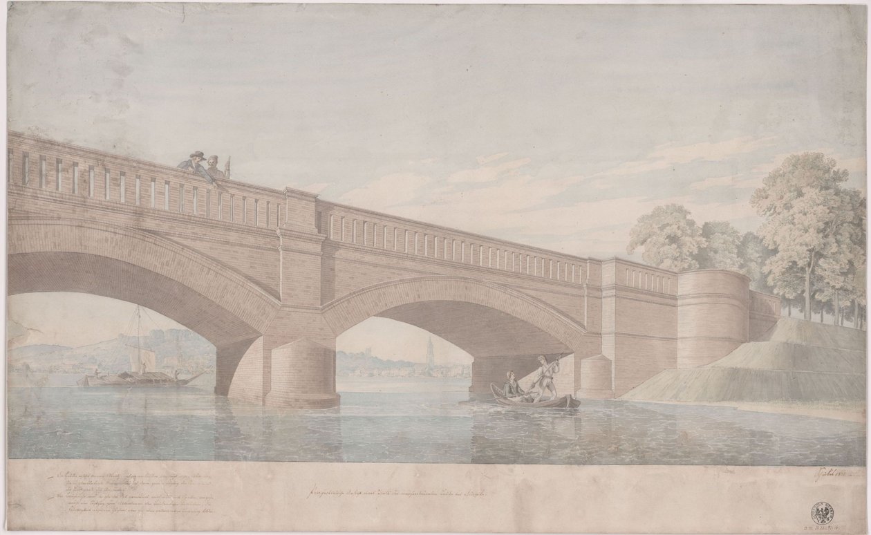 Potsdam. Puente de Glienicke. Vista en perspectiva de Karl Friedrich Schinkel