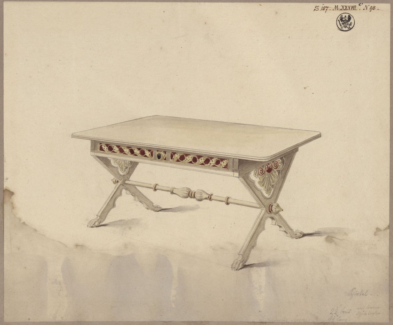 Potsdam. Palacio de Babelsberg (?). Diseño para una mesa inclinada de Karl Friedrich Schinkel