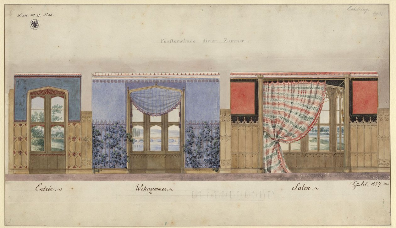 Potsdam. Palacio de Babelsberg. Decoraciones murales de Karl Friedrich Schinkel