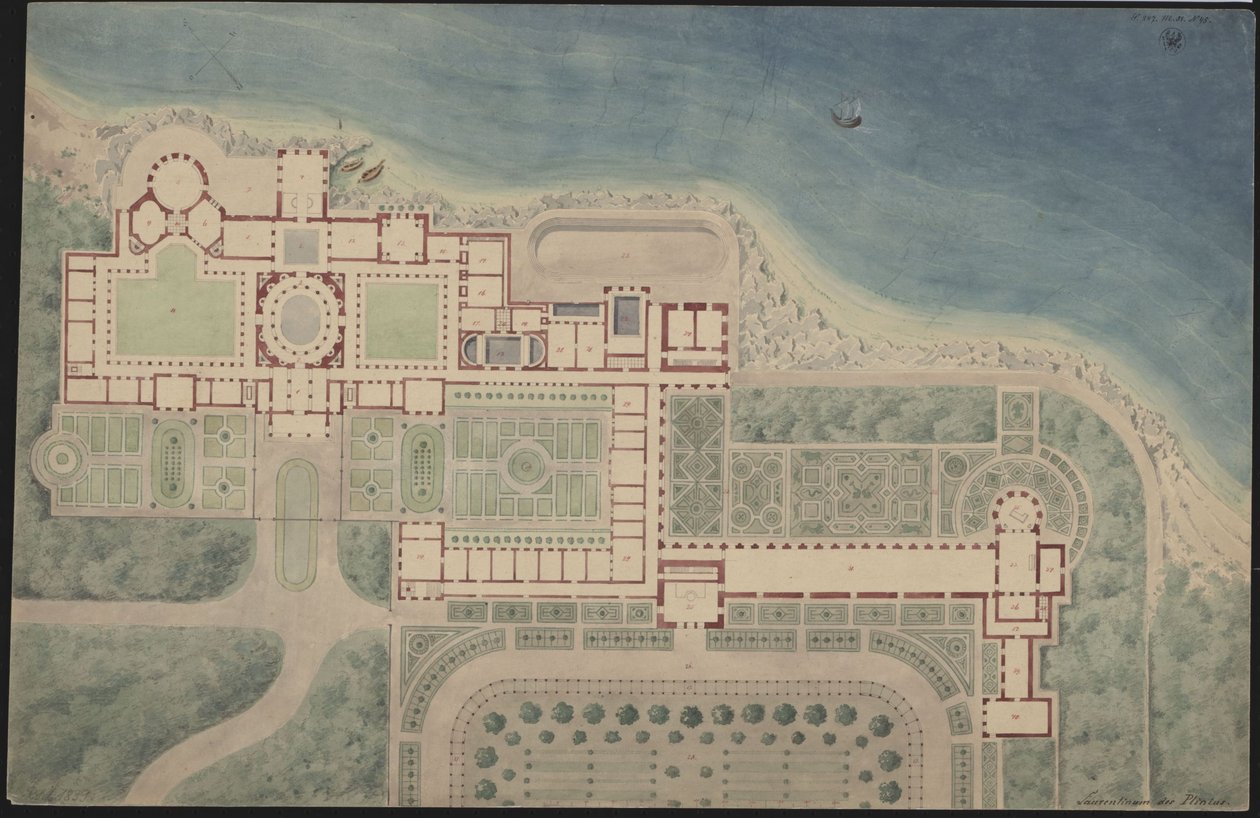 Reconstrucción de la Villa Laurentina según Plinio de Karl Friedrich Schinkel