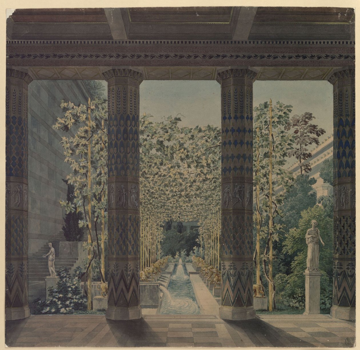 El castillo de Orianda, en Crimea. Diseño de estilo antiguo. Jardín del Emperador de Karl Friedrich Schinkel