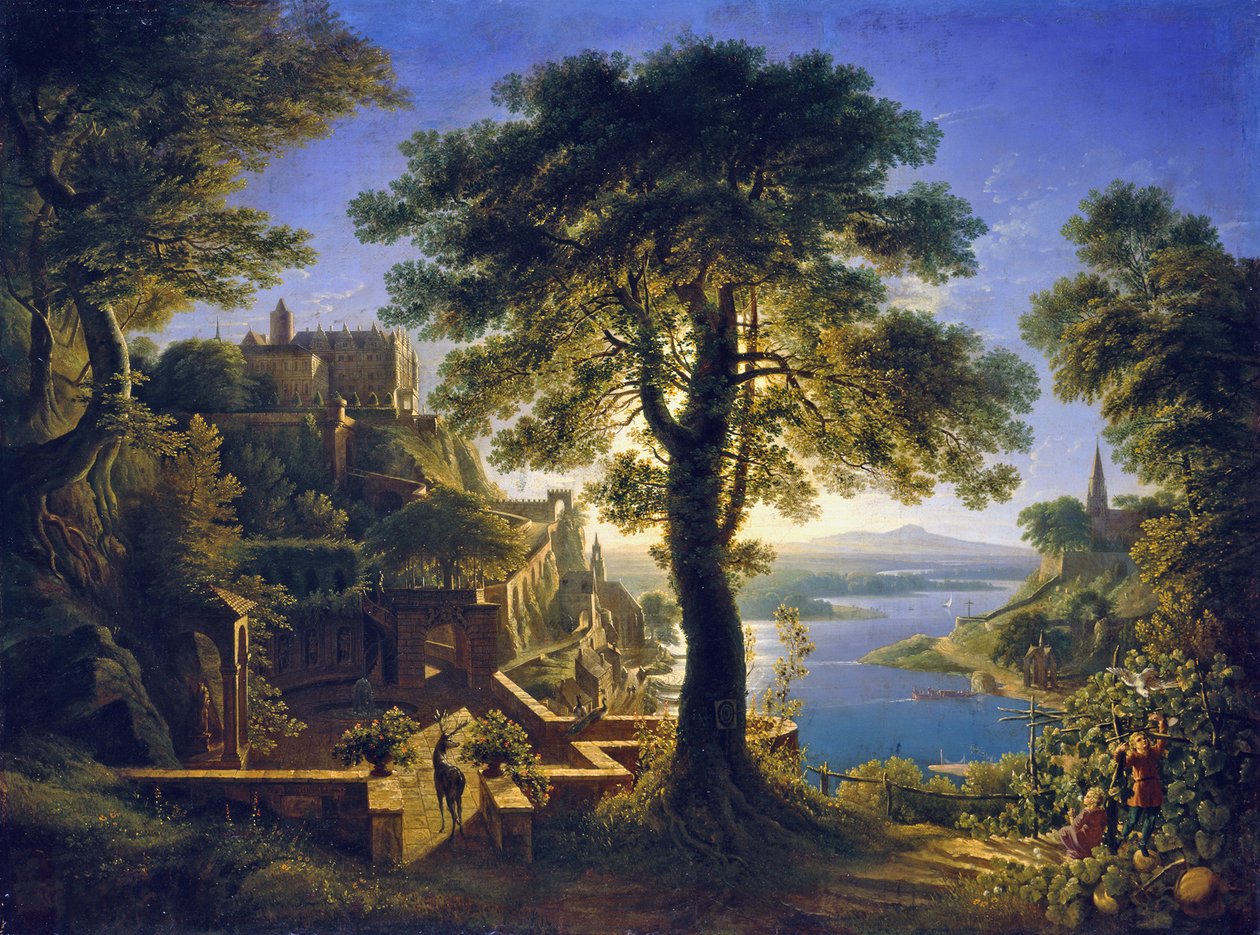 Castillo junto al río de Karl Friedrich Schinkel