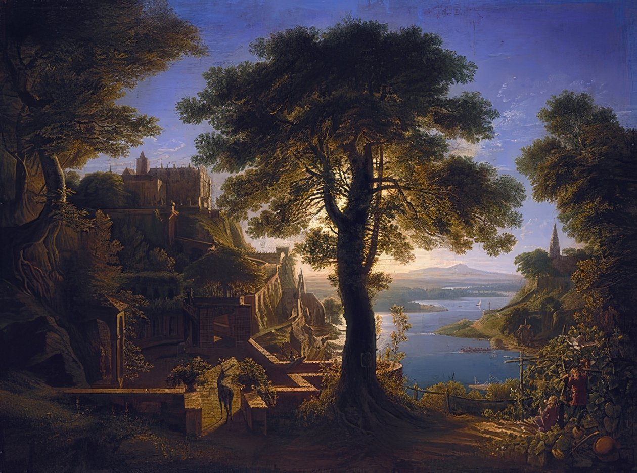 Castillo junto al río de Karl Friedrich Schinkel