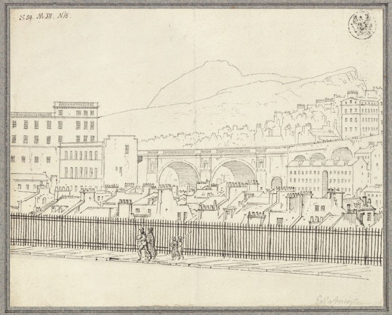 Vista de Edimburgo con puente de Karl Friedrich Schinkel