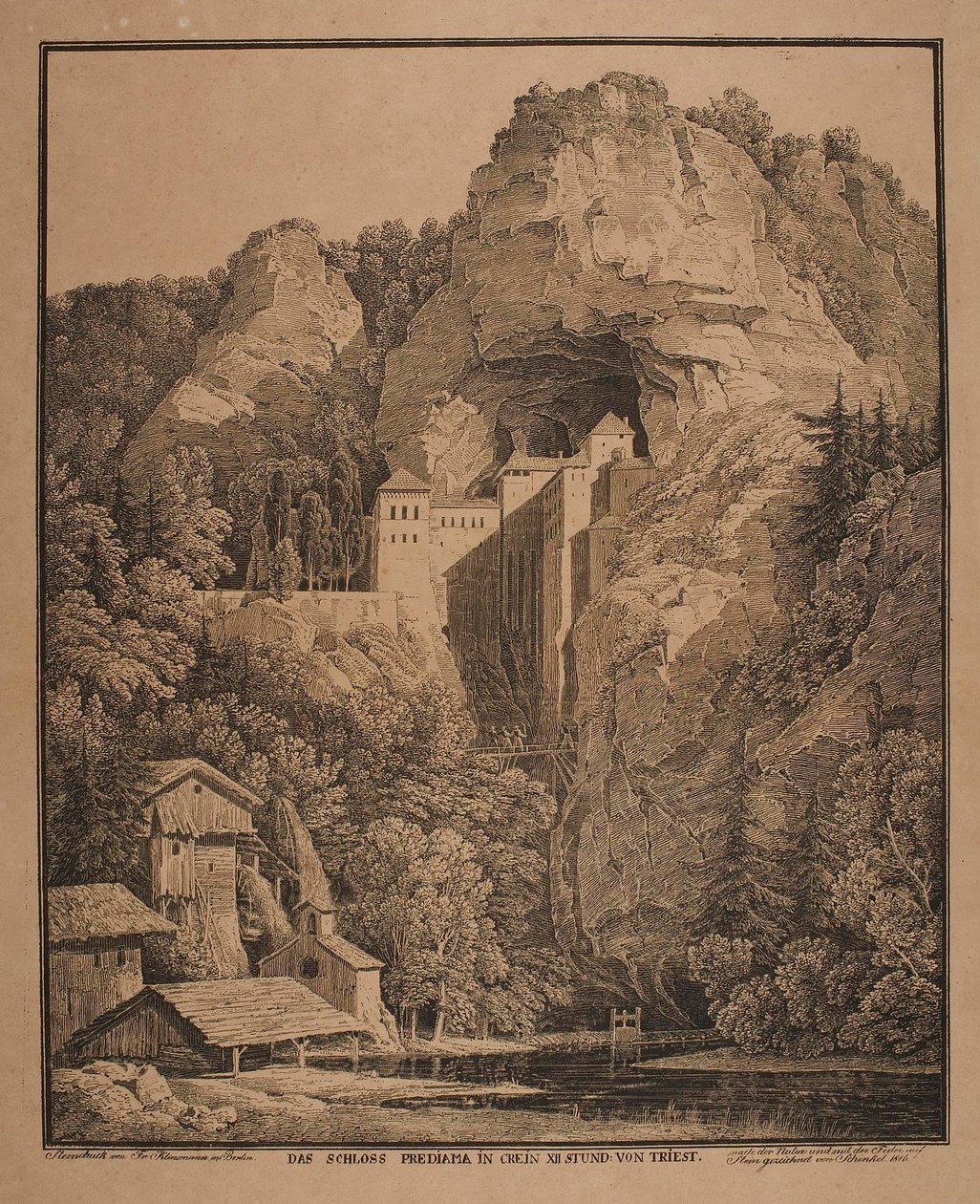 El castillo de Predjama cerca de Trieste de Karl Friedrich Schinkel