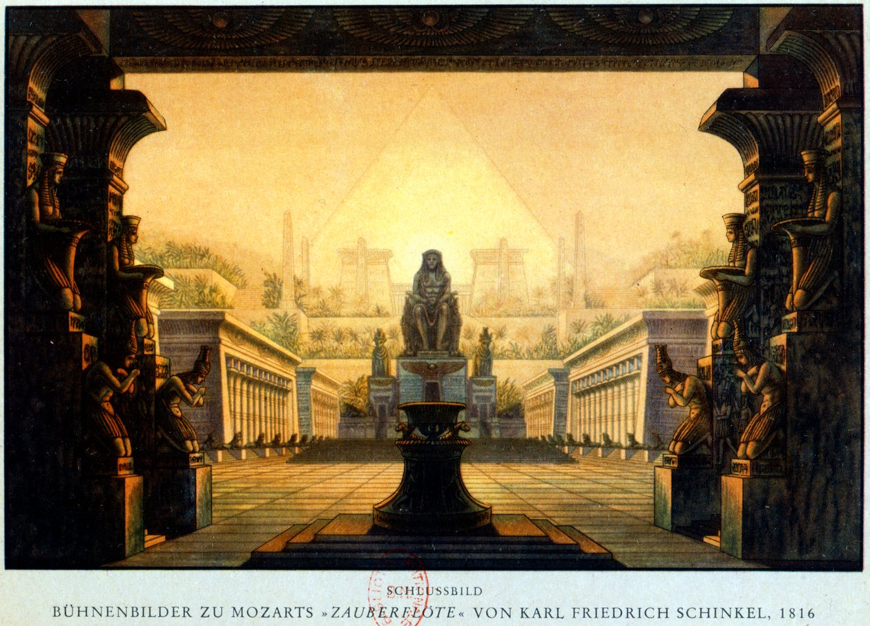El patio del templo de Isis y Osiris donde Sarastro era sumo sacerdote, c. 1816 de Karl Friedrich Schinkel