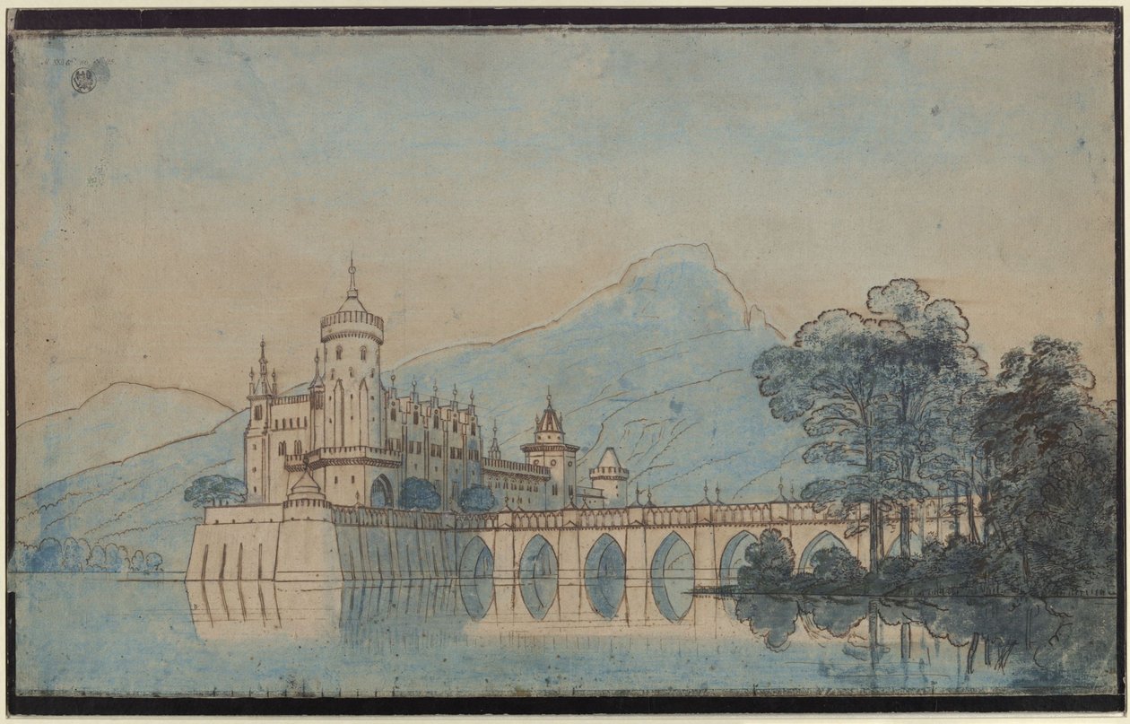 Undine. Ópera de E. T. A. Hoffmann. Boceto de la novena escenografía. Castillo de Ringstetten de Karl Friedrich Schinkel
