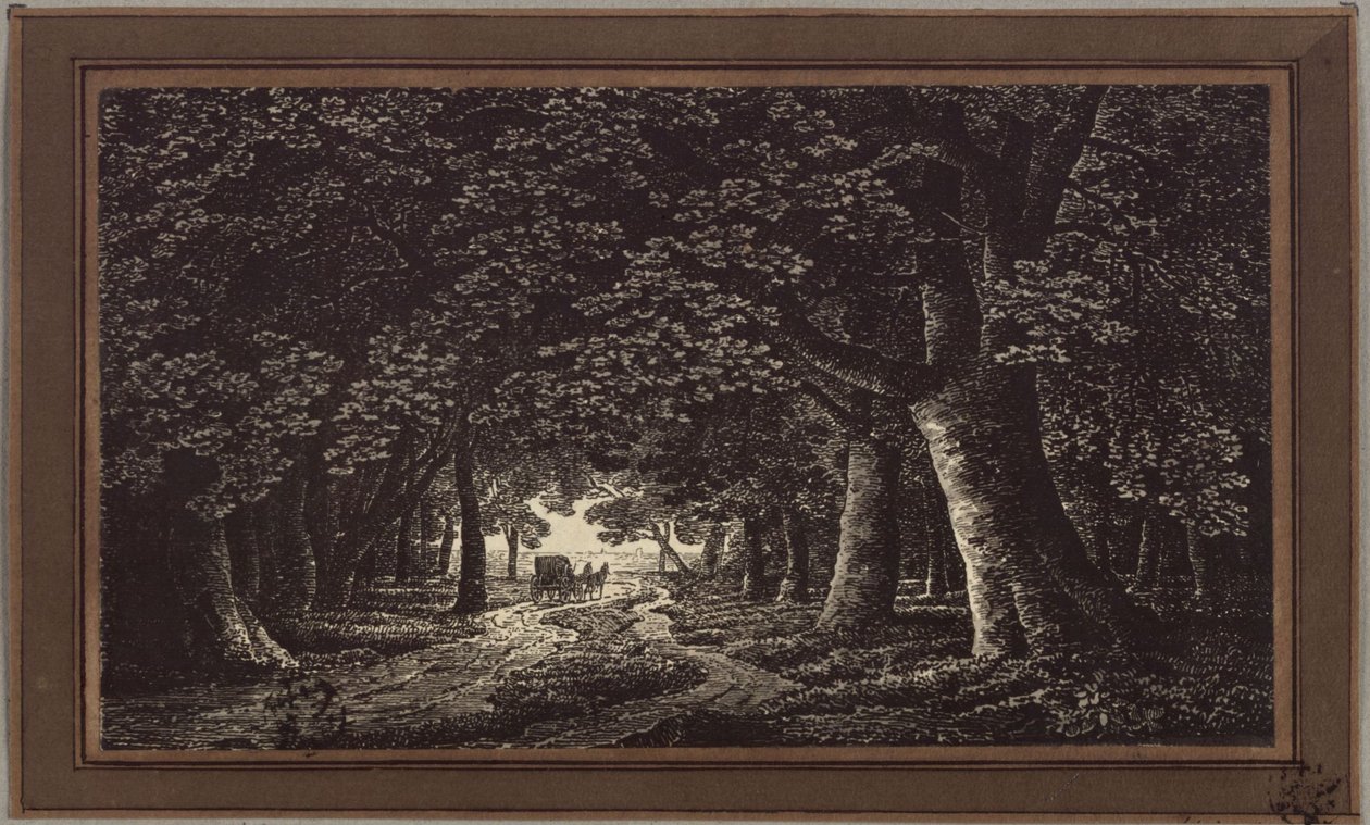 Camino forestal con un carruaje de Karl Friedrich Schinkel