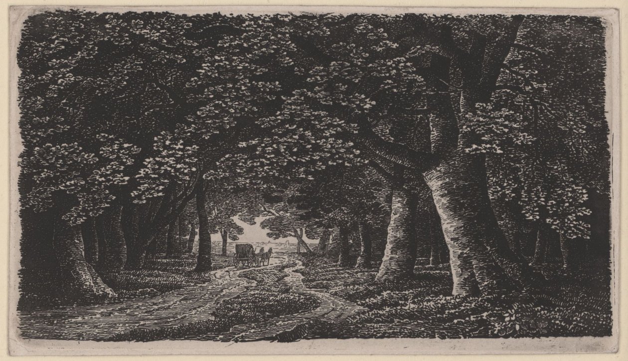 Camino forestal con un carruaje de Karl Friedrich Schinkel