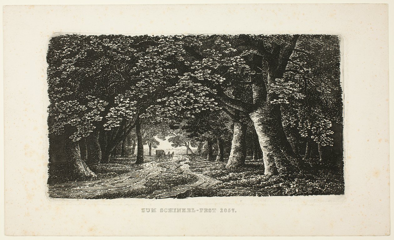 Camino forestal con un carruaje de Karl Friedrich Schinkel