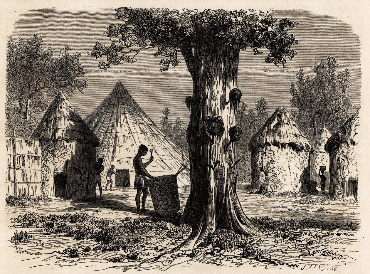 El árbol de la guerra en un pueblo Djour, Sudán de Karl Girardet