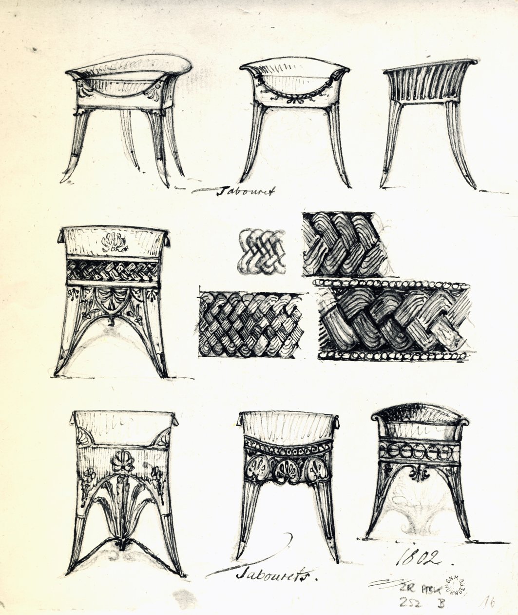 Diseños para taburetes de Karl Haller von Hallerstein