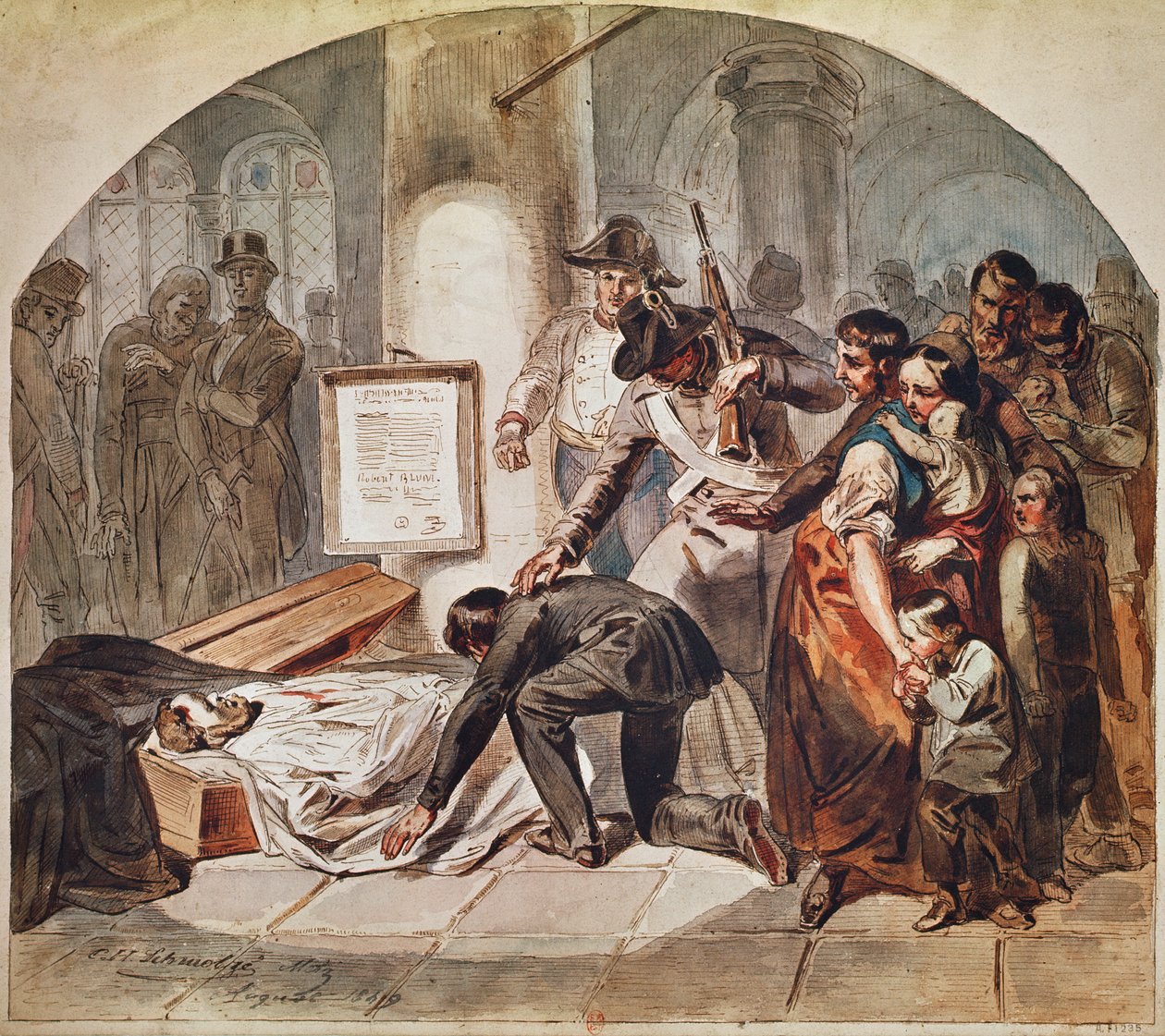 Entierro del demócrata Robert Blum fusilado en octubre de 1848 en Viena de Karl Hermann Schmolze