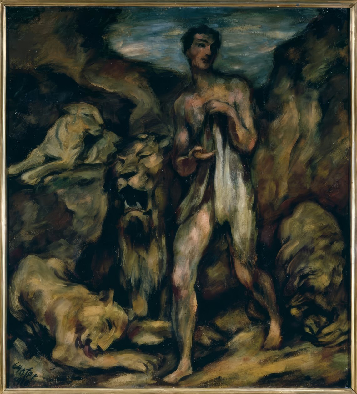 Daniel en el foso de los leones de Karl Hofer