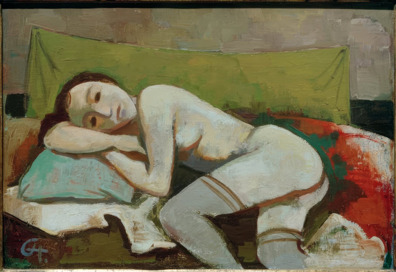 Niña descansando / Pintura de Karl Hofer
