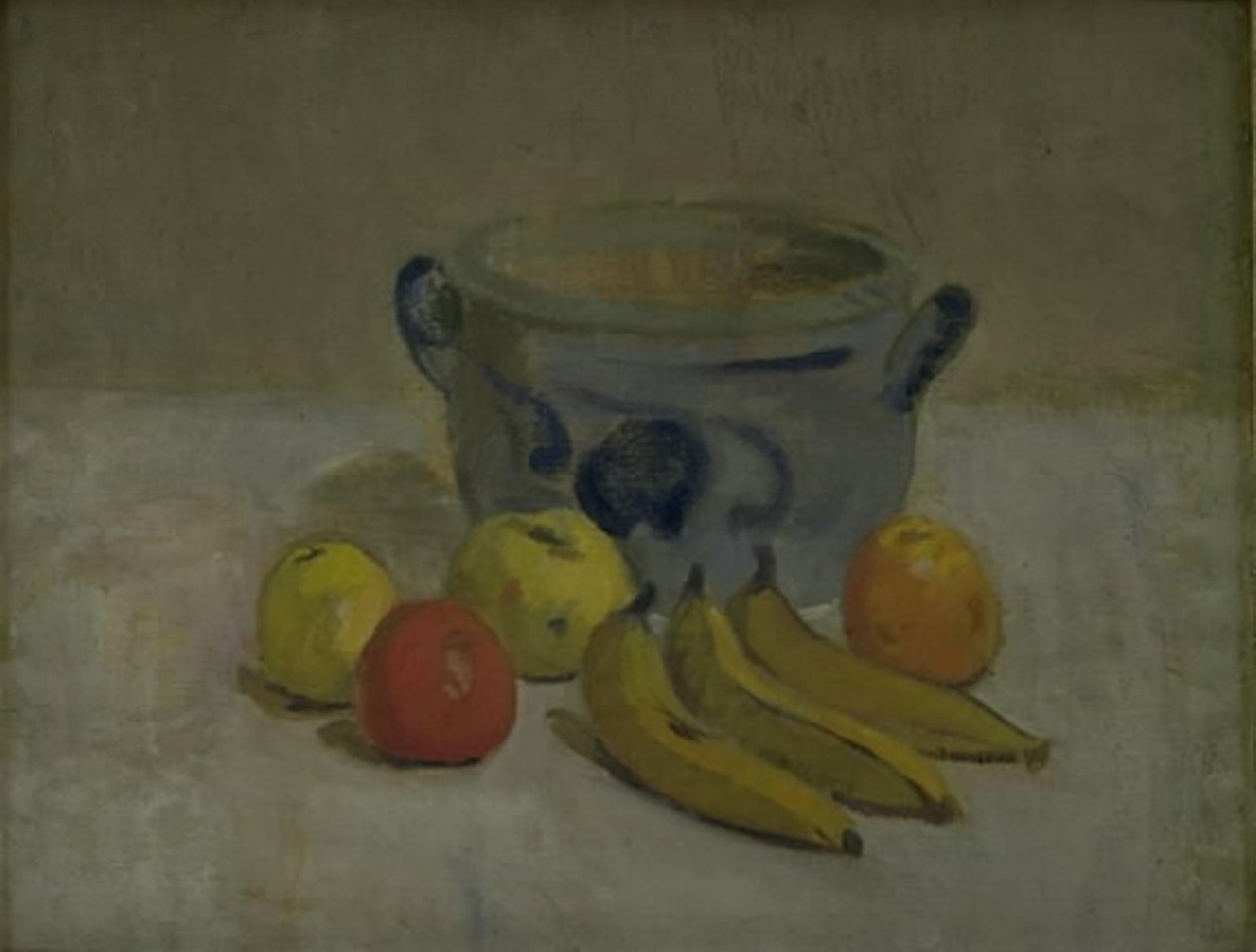 Naturaleza Muerta con Jarra Gris, Manzanas y Plátanos de Karl Isakson