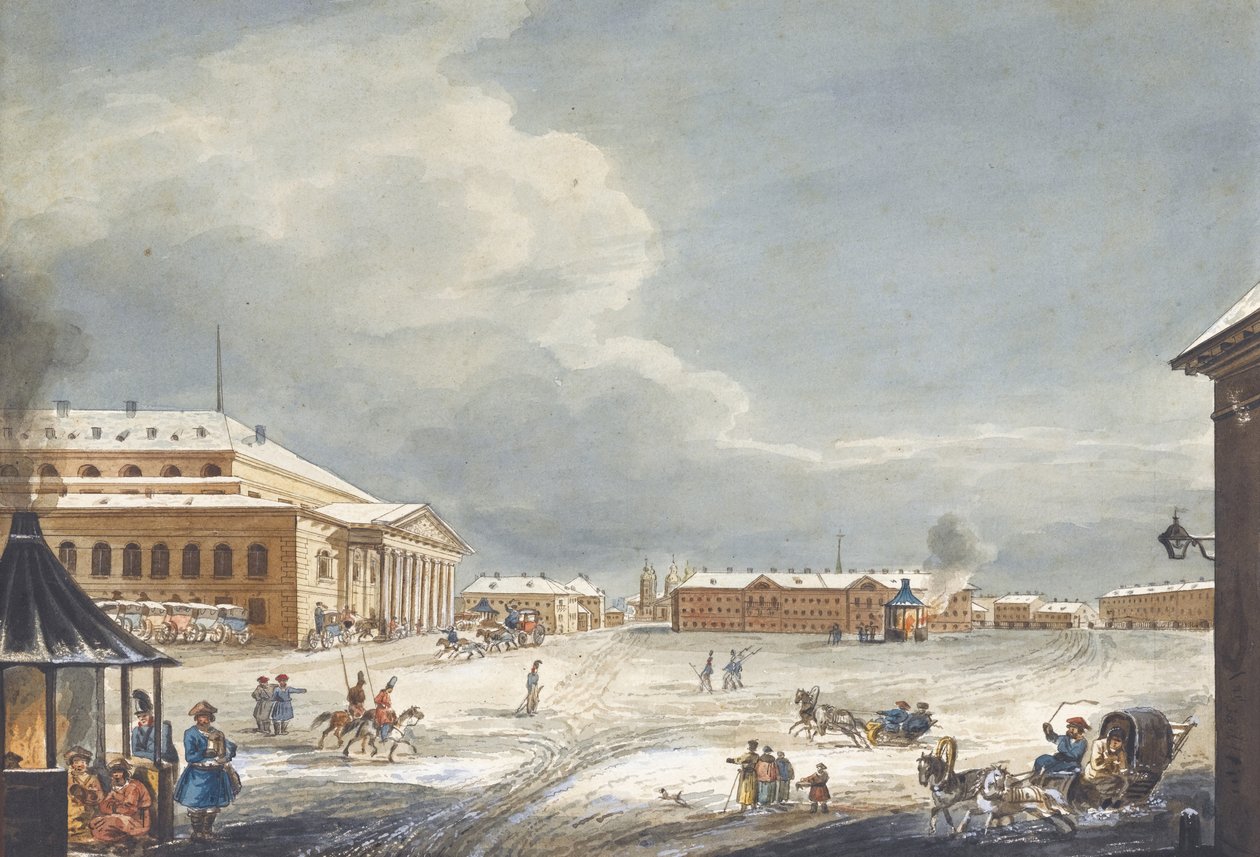 Vista del Teatro Imperial Bolshoi Kamenny de San Petersburgo de Karl Ivanovich Kolmann