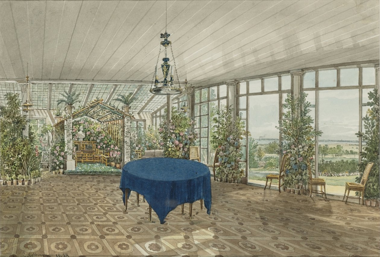 Jardín de invierno en la finca Pavlino de Vielgorsky, 1834 de Karl Ivanovich Kolmann
