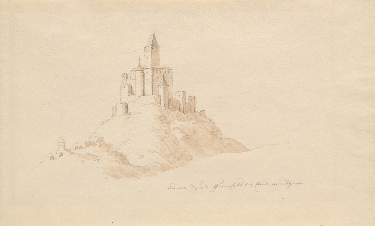 El viejo castillo Gutenfels en Caub am Rhein de Karl Julius Von Leypold