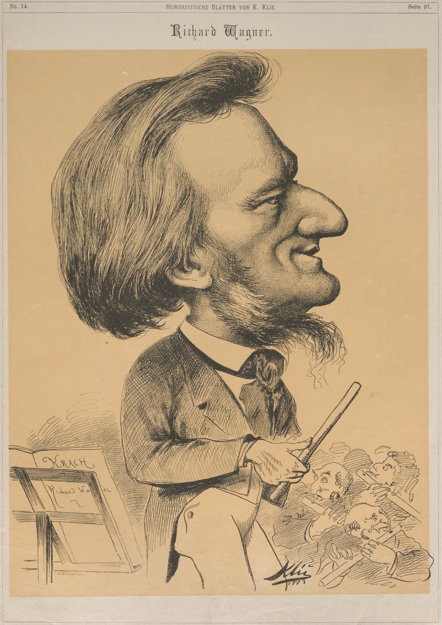 Richard Wagner en el podio del director, 1873 de Karl Klic