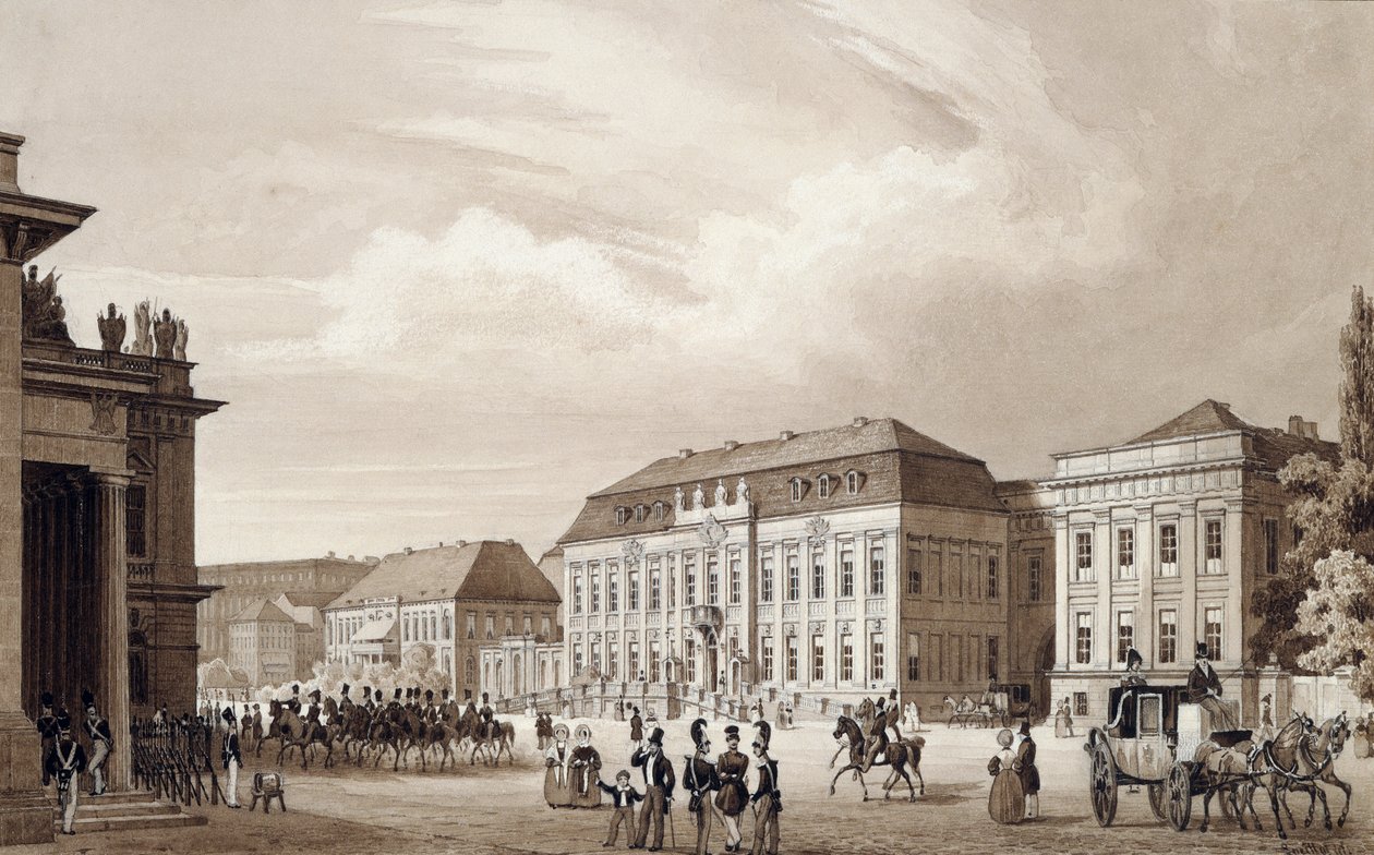 Unter Den Linden, Berlín, c.1840 (acuarela) de Karl Loeillot de Mars