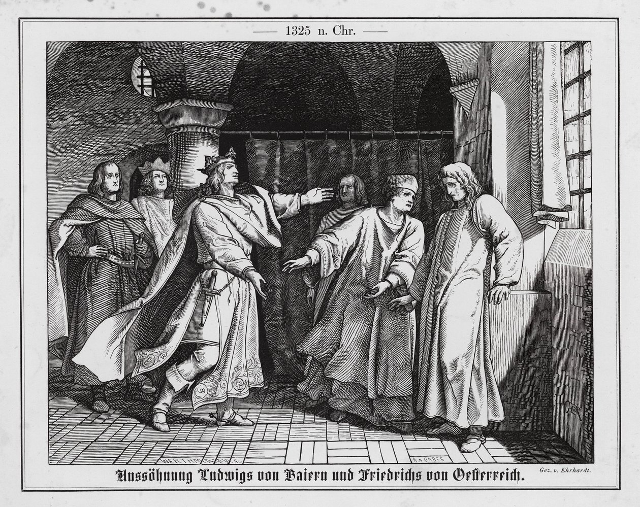 Reconciliación de Luis de Wittelsbach y Federico de Habsburgo de Karl Ludwig Adolf Ehrhardt