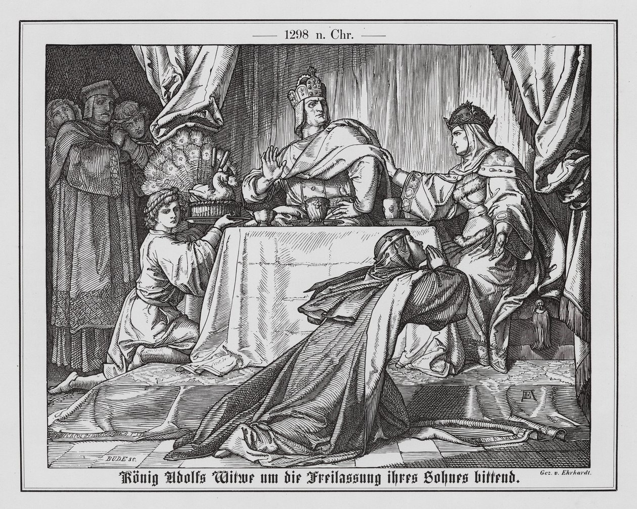 La viuda del rey Adolfo de Nassau suplicando la liberación de su hijo de Karl Ludwig Adolf Ehrhardt