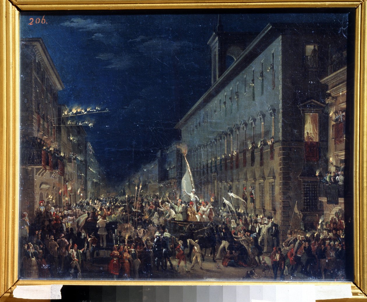 Manifestation politique a Rome (Italie) (Manifestación política en Roma) - Pintura de Karl Pavlovich Briullov (Brioullov) (1799-1852) - Óleo sobre lienzo, 37 x 46 cm de Karl Pavlovich Bryullov