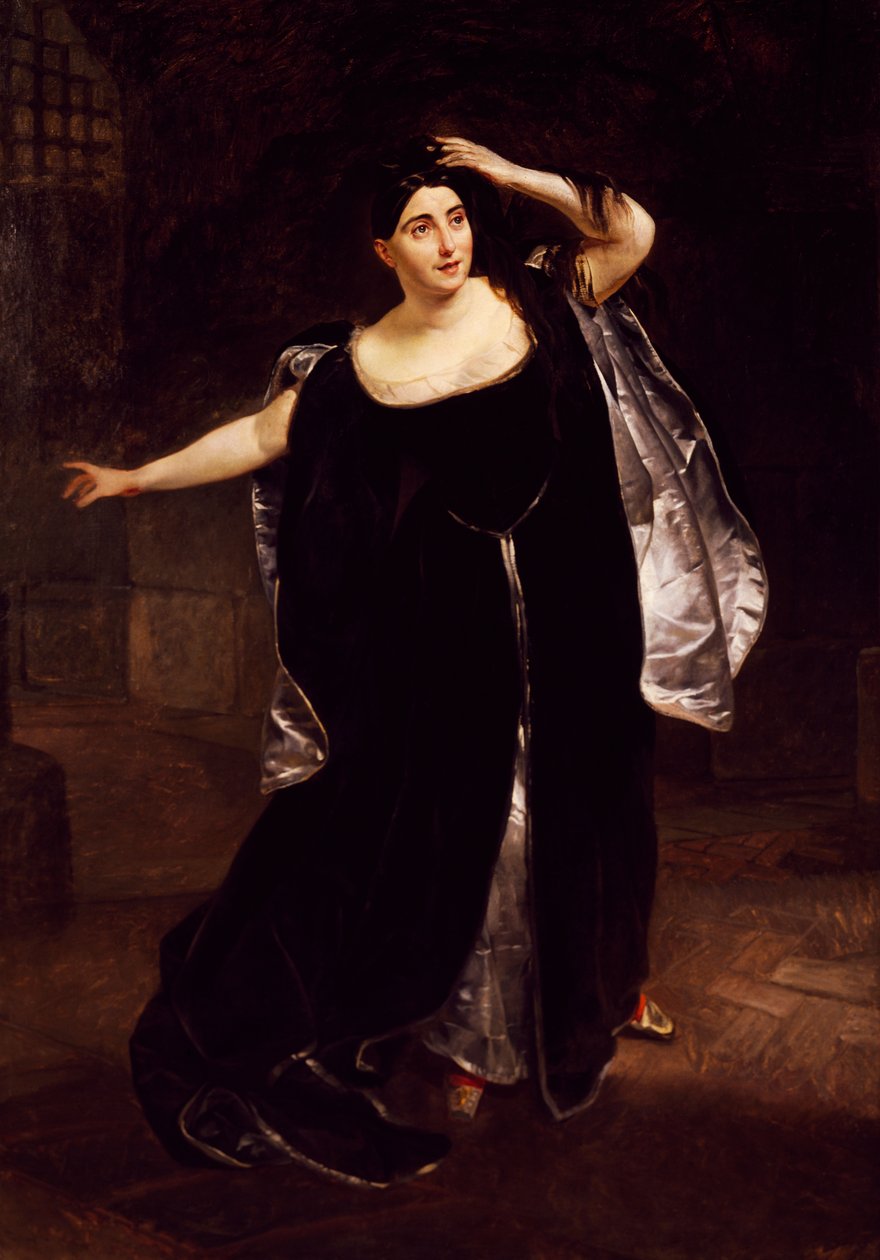 Giuditta Pasta, soprano italiana, en la escena de locura de Anna Bolena, de la ópera de Gaetano Donizetti de Karl Pavlovich Bryullov