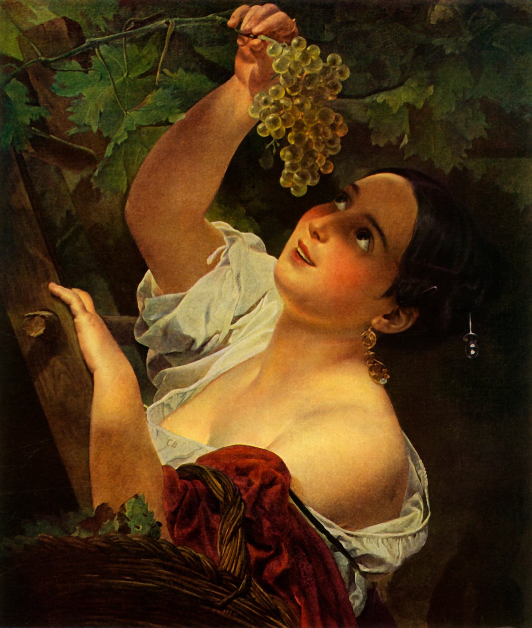 Mediodía italiano, Chica italiana recogiendo uvas de Karl Pavlovich Bryullov