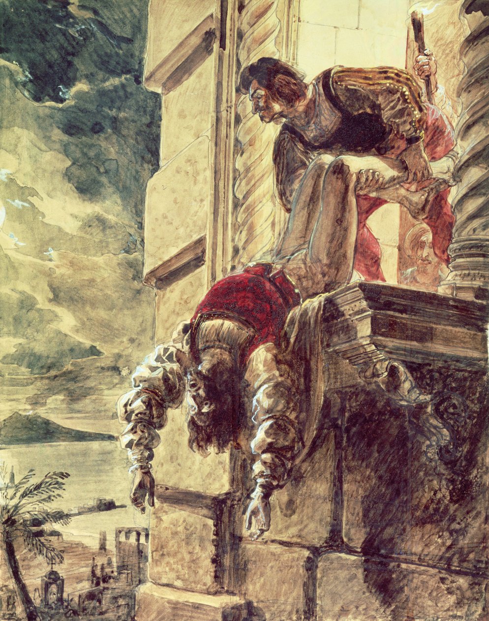 El asesinato del príncipe Andrés de Hungría por orden de la reina Juana I de Nápoles de Karl Pavlovich Bryullov