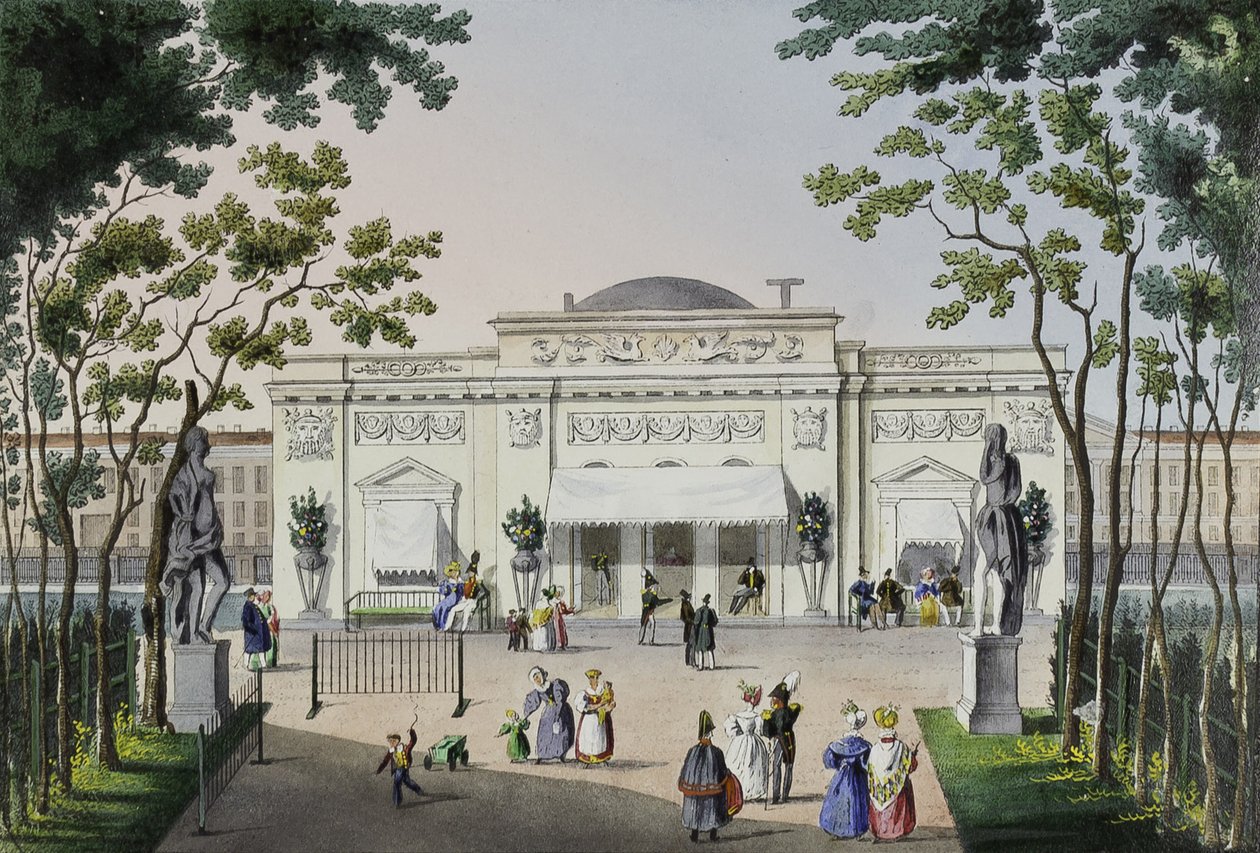 Café en el Jardín de Verano en San Petersburgo, primera mitad del siglo XIX de Karl Petrovich Beggrov