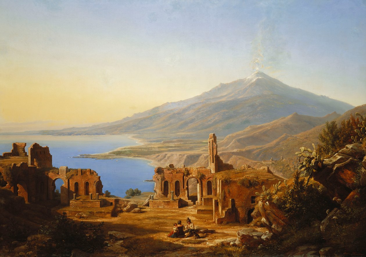 Teatro Greco, Taormina, con Etna al Fondo de Karl Robert Kummer
