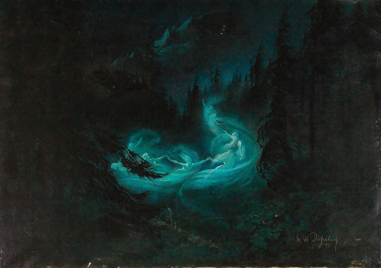 La danza de las hadas, 1895 de Karl Wilhelm Diefenbach