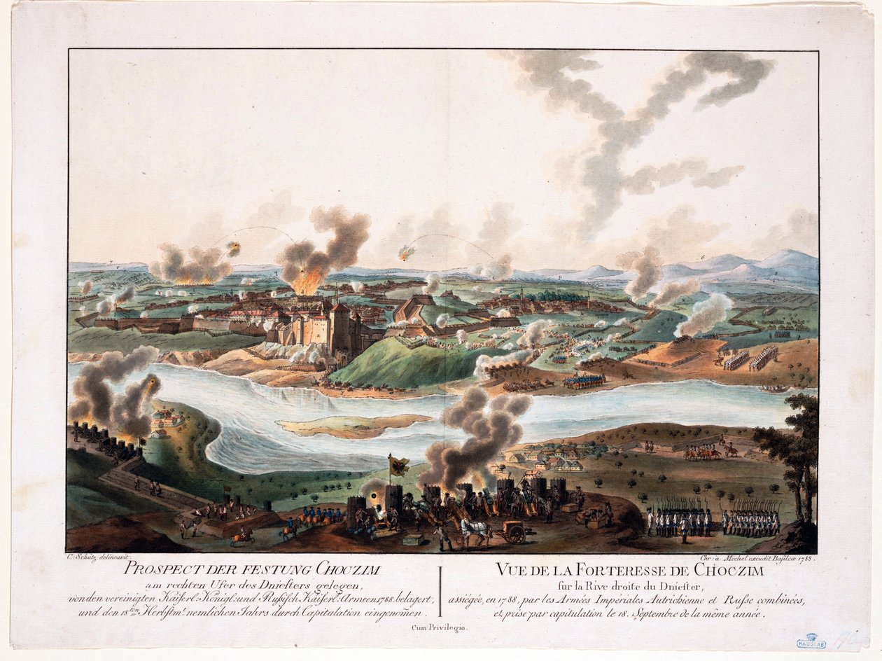 El sitio de Khotyn en 1788 de Karl von (after) Schutz