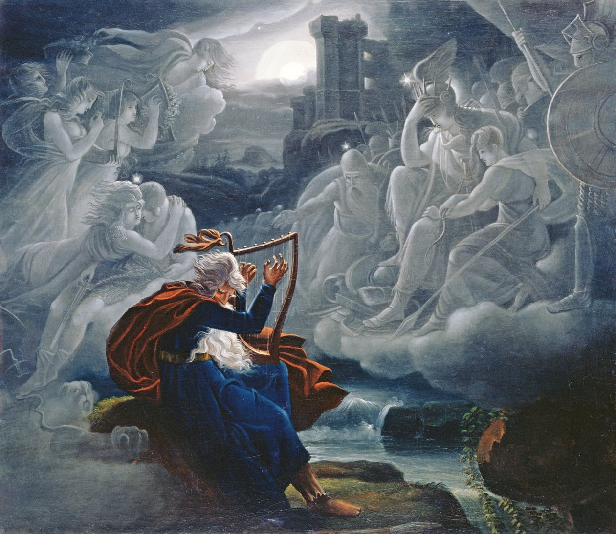 Ossian invoca a los espíritus en las orillas del río Lorca de Karoly Kisfaludy
