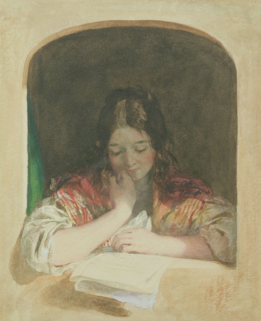 Niña leyendo en una ventana, siglo XIX de Karoly or Charles Brocky