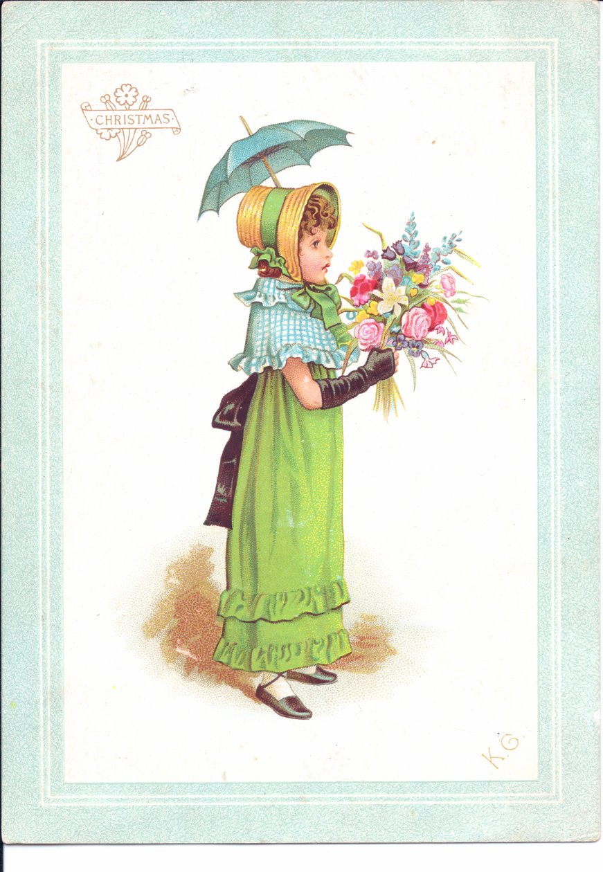 Tarjeta de felicitación victoriana de niños con disfraces elegantes bailando, c.1880 de Kate Greenaway