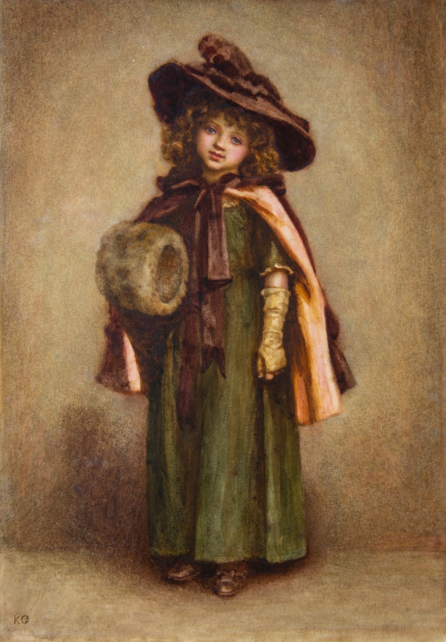 Niña con manguito (acuarela) de Kate Greenaway