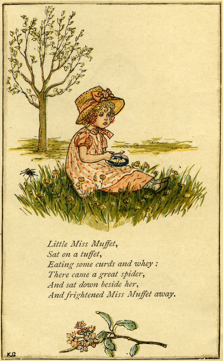 Ilustración de Little Miss Muffet de Kate Greenaway