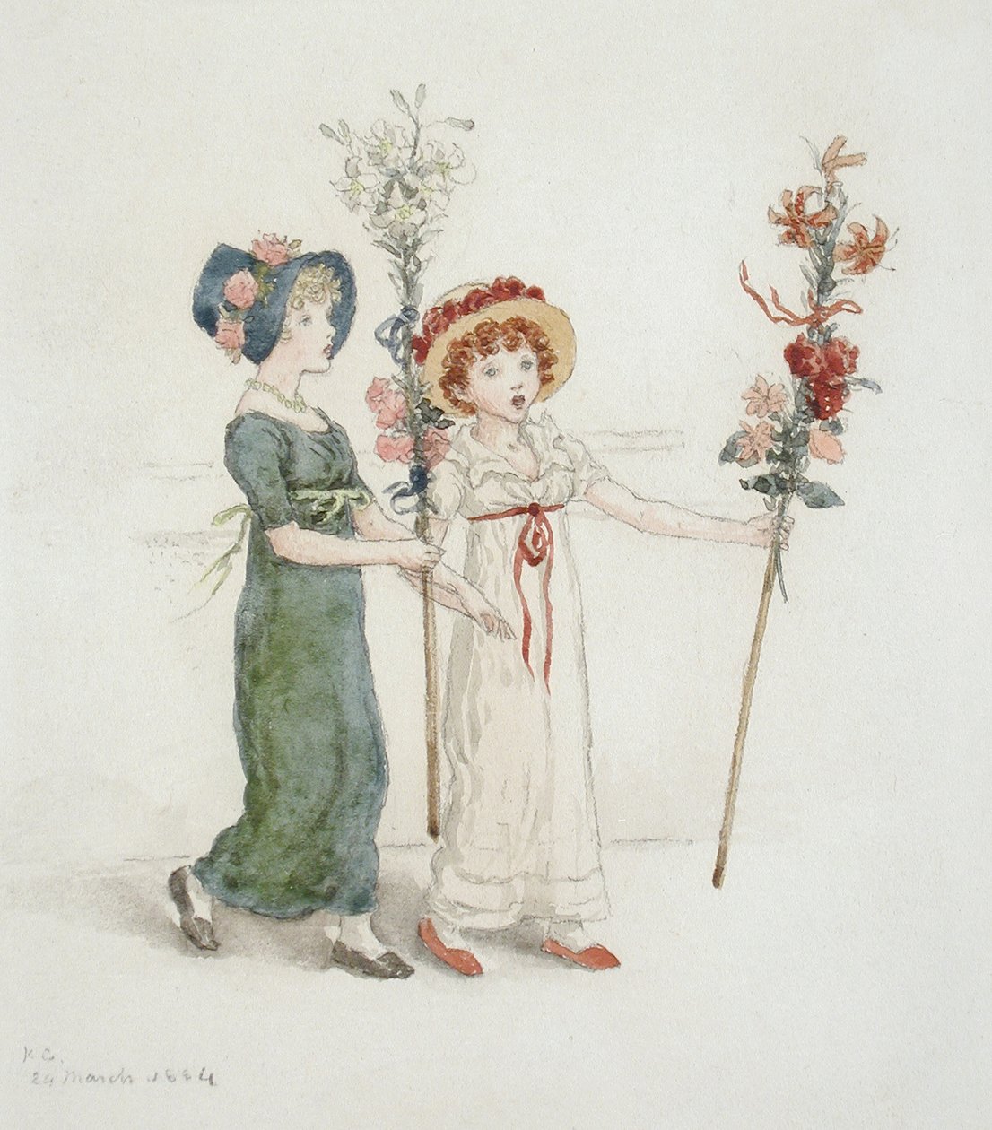 Dos niños con bastones de Kate Greenaway