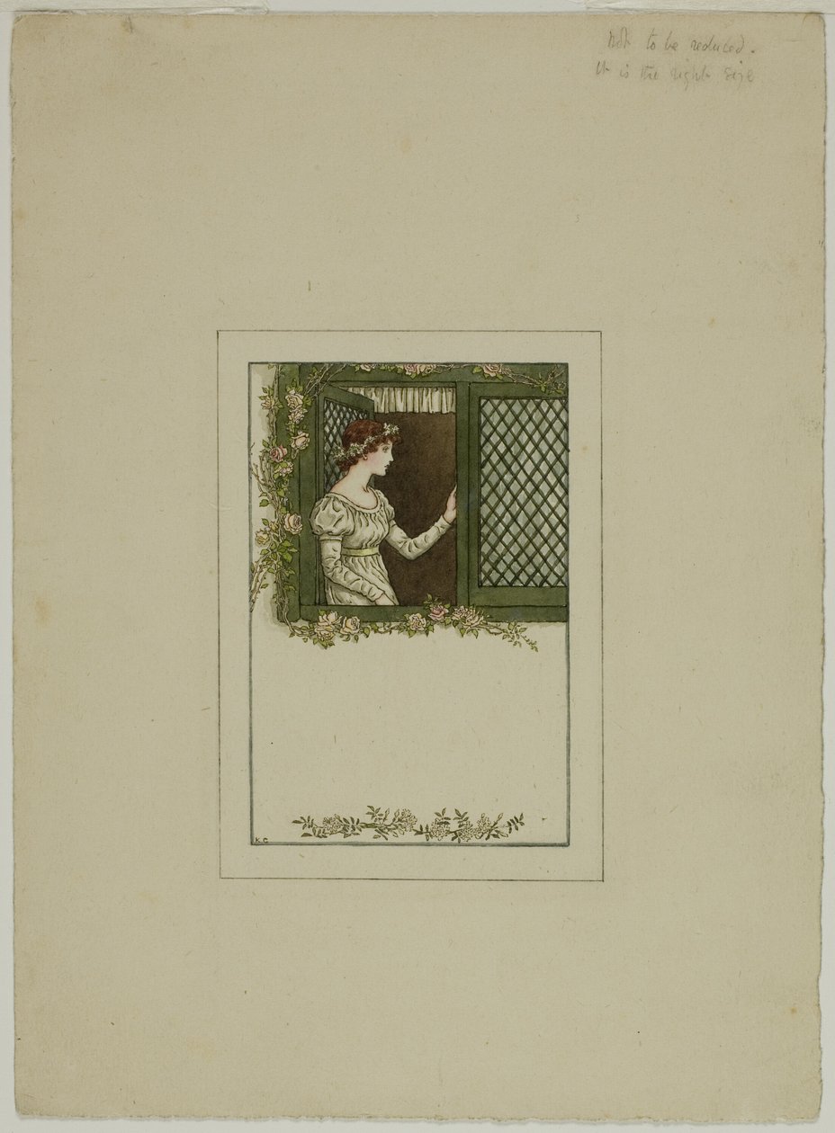 Mujer en la ventana enrejada de Kate Greenaway