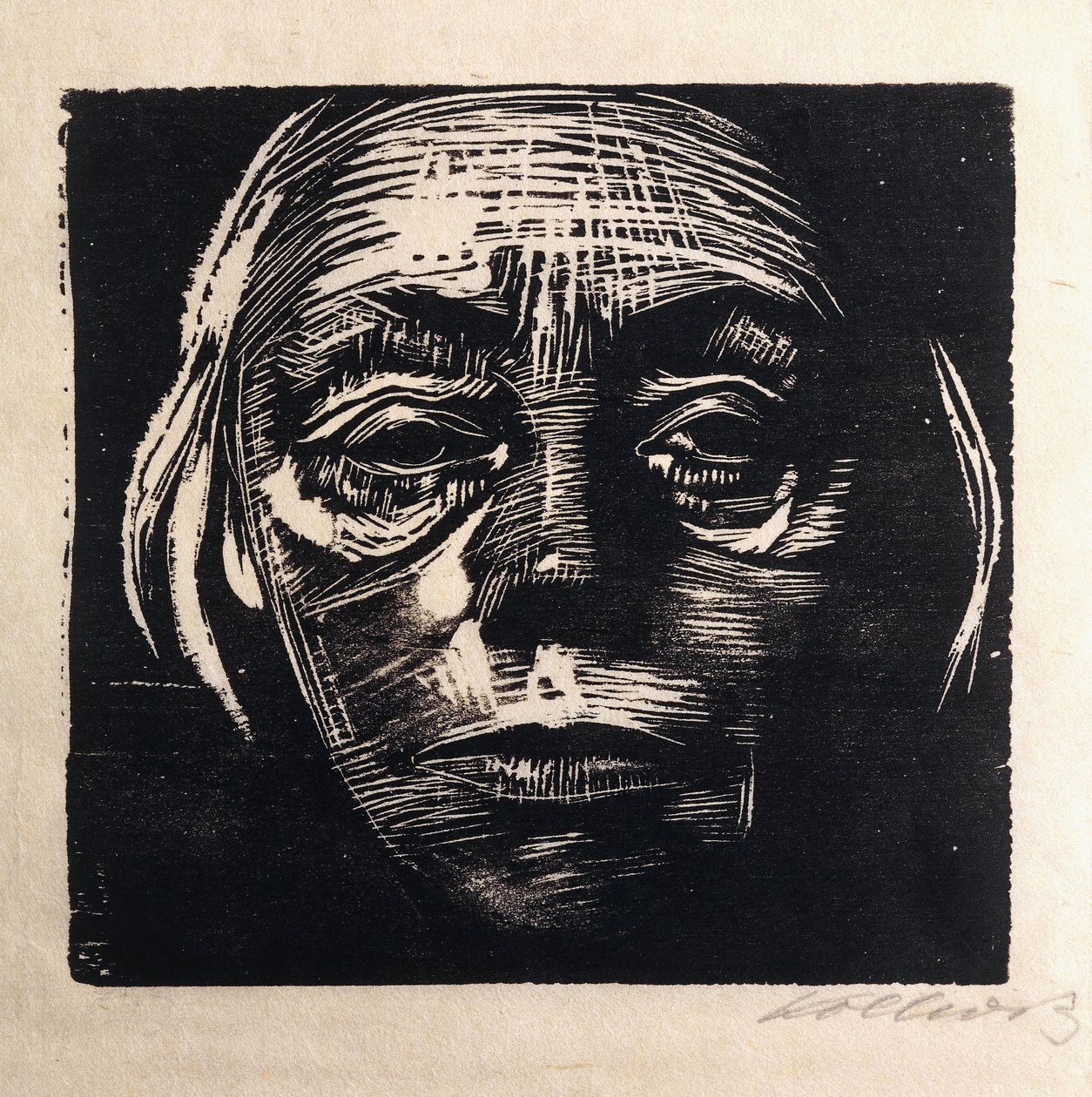 Autorretrato de frente, 1923 de Käthe Kollwitz