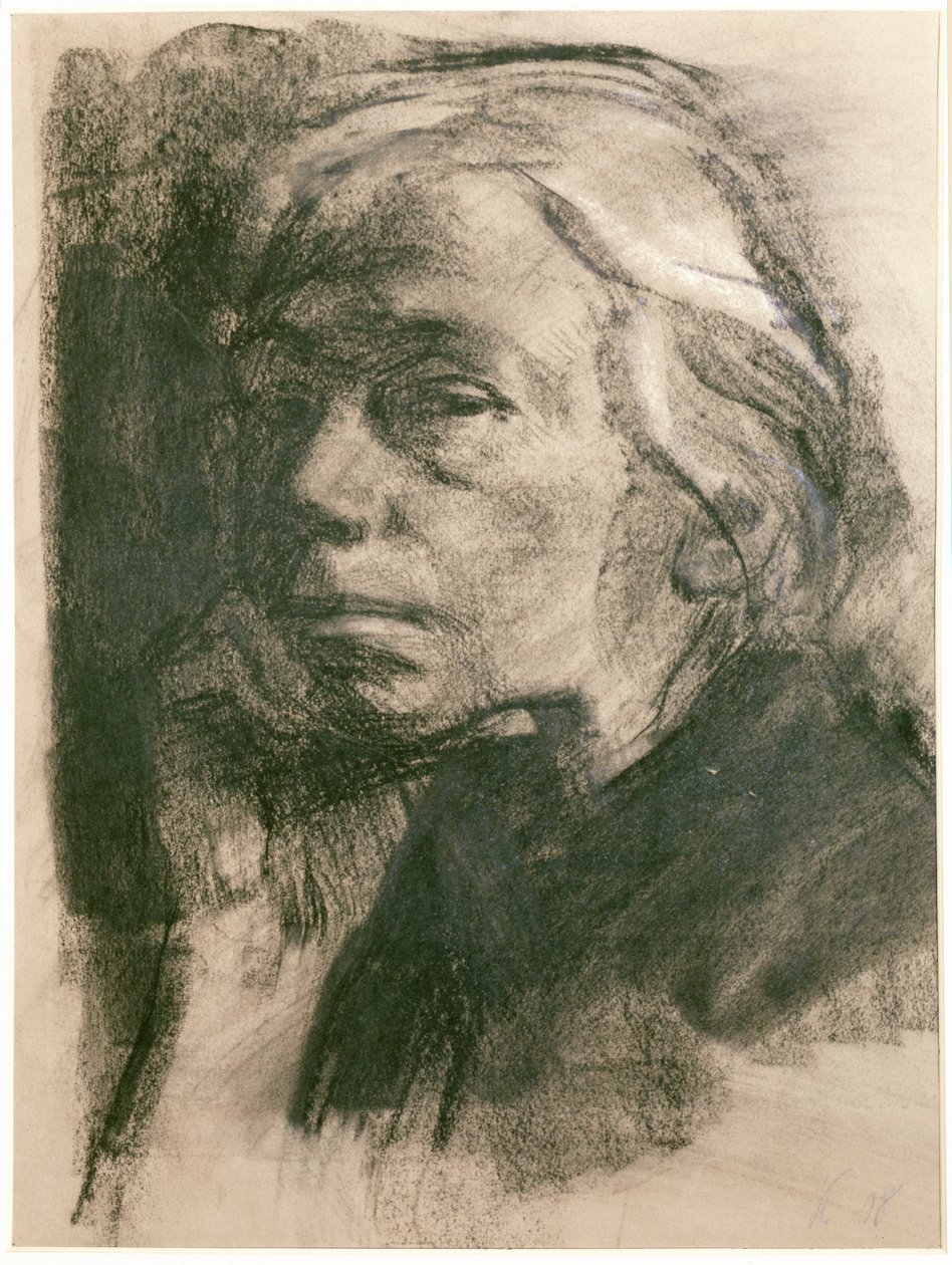 Kaethe Kollwitz, autorretrato (carboncillo sobre papel) de Kathe Schmidt Kollwitz