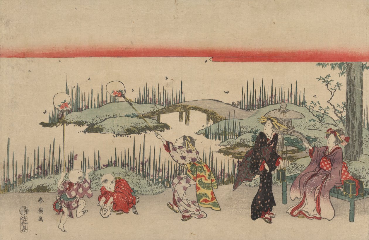 Cazando luciérnagas de Katsukawa Shunsen