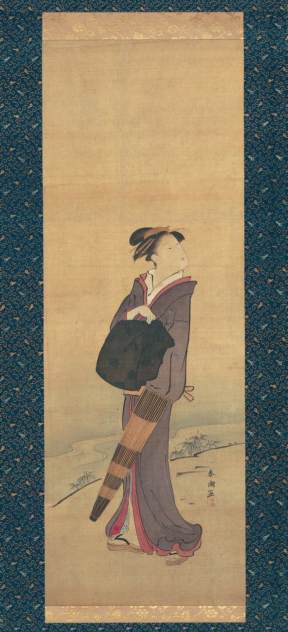 Chica en la orilla del río de Katsukawa Shuncho