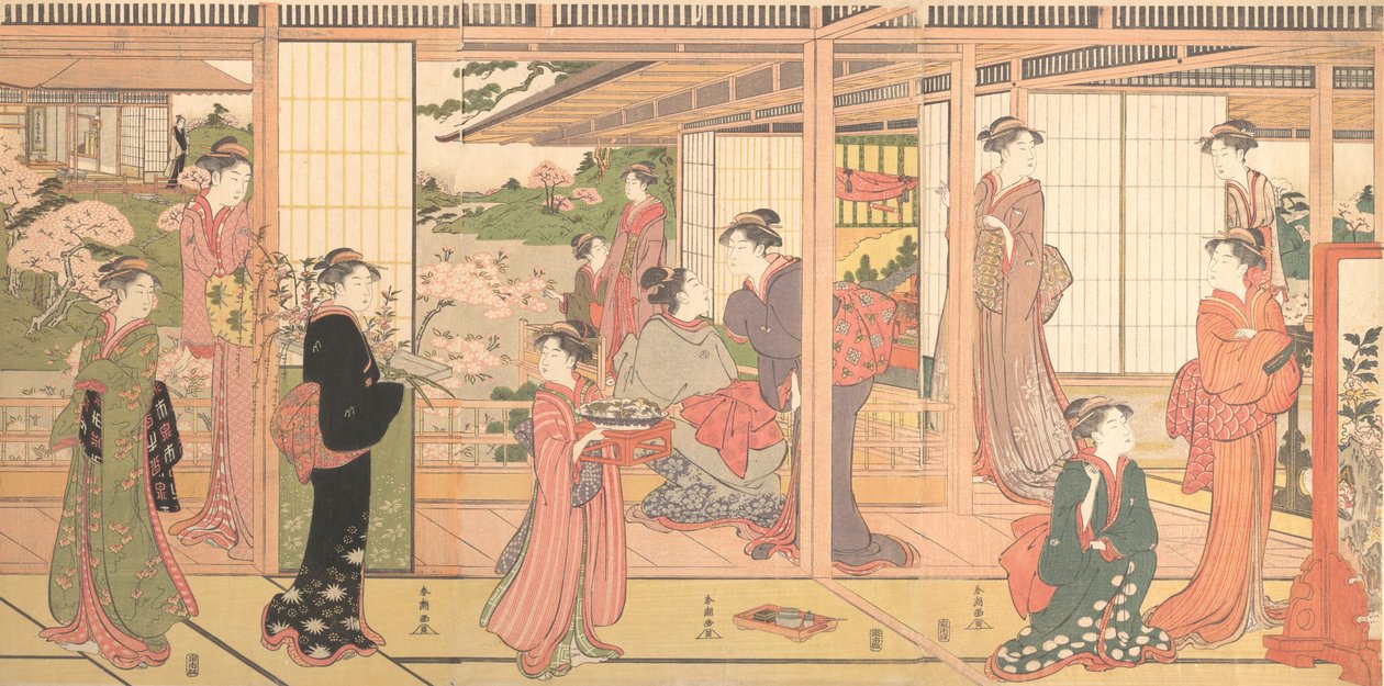 Mansión Abierta a un Jardín de Katsukawa Shuncho