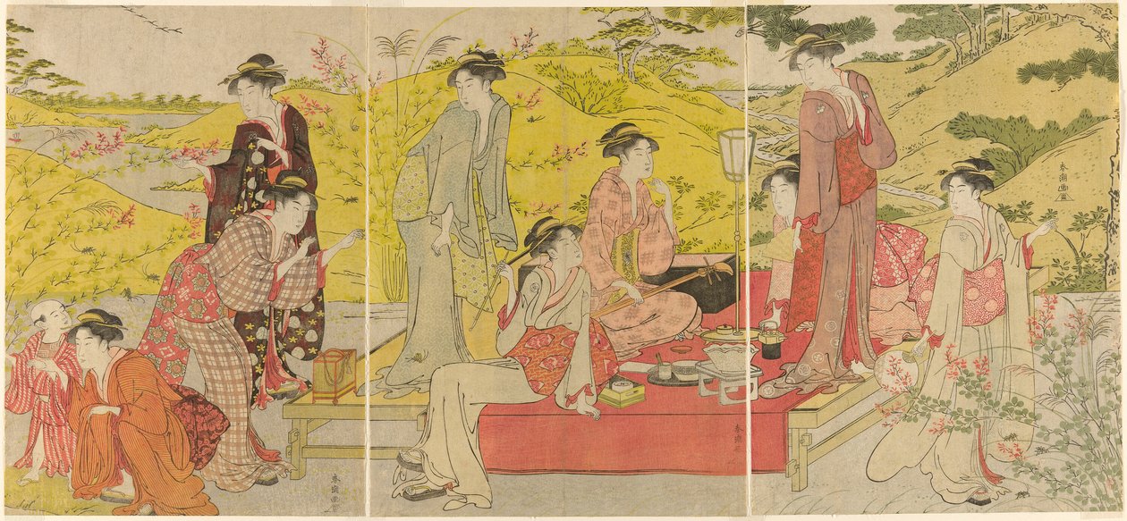 Fiesta de picnic en Hagidera de Katsukawa Shuncho