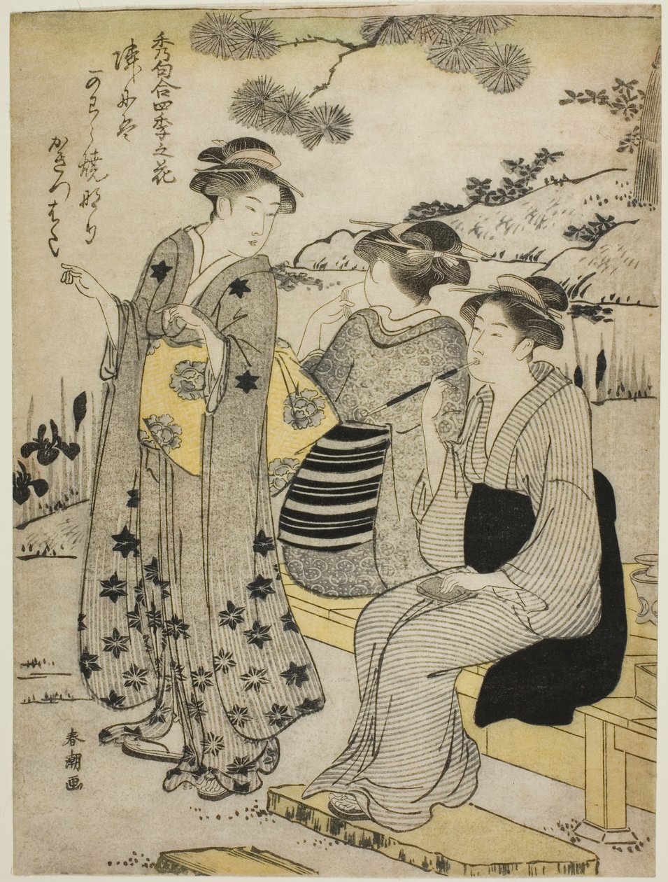 Lirios de orejas de conejo en otoño, de la serie "Las mejores odas sobre flores de las cuatro estaciones (Shuku awase, shiki no hana)" de Katsukawa Shuncho