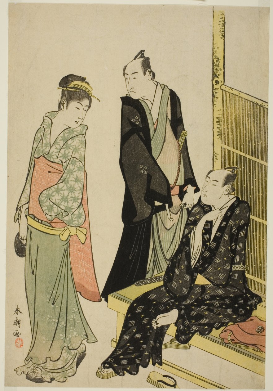 Los actores Onoe Matsusuke I e Ichikawa Omezo I en una casa de té de Katsukawa Shuncho